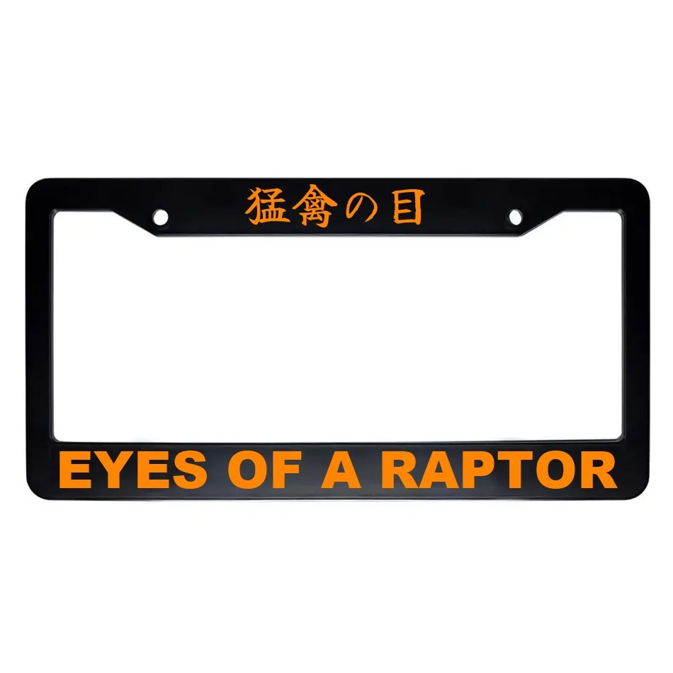 Eyes of a Raptor ABS Black Plastic Kanji Japanese License Plate Frame - Orange Text