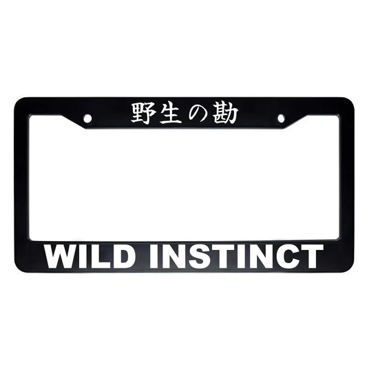 Wild Instinct ABS Black Plastic Kanji Japanese License Plate Frame - White Text