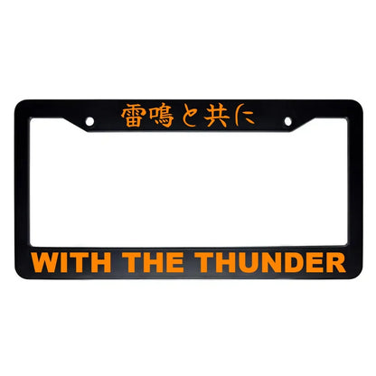 With the Thunder ABS Black Plastic Kanji Japanese License Plate Frame - Orange Text