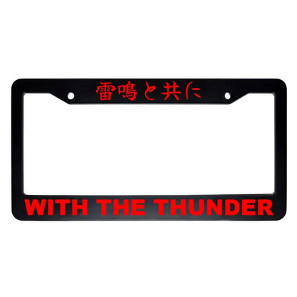 With the Thunder ABS Black Plastic Kanji Japanese License Plate Frame - Red Text