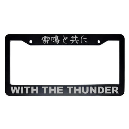 With the Thunder ABS Black Plastic Kanji Japanese License Plate Frame - Silver Text