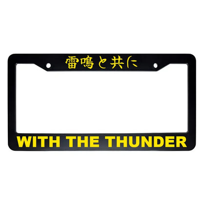 With the Thunder ABS Black Plastic Kanji Japanese License Plate Frame - Yellow Text