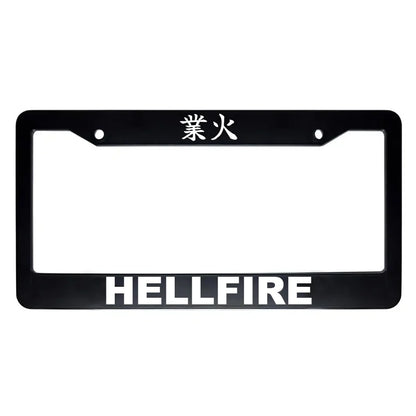Hellfire ABS Black Plastic Kanji Japanese License Plate Frame - White Text
