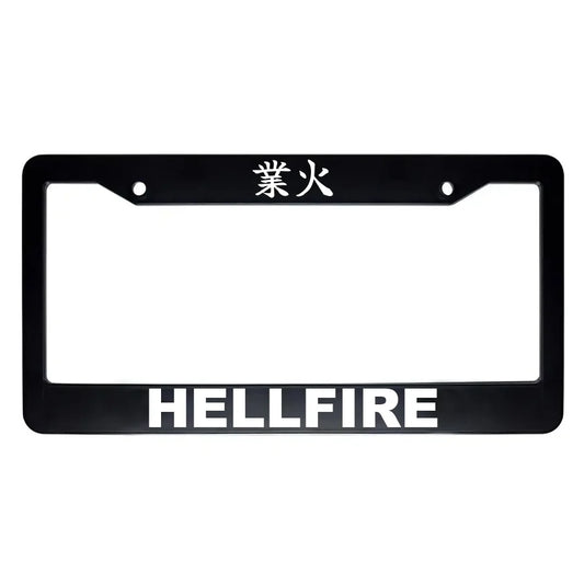 Hellfire ABS Black Plastic Kanji Japanese License Plate Frame - White Text