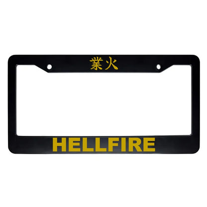 Hellfire ABS Black Plastic Kanji Japanese License Plate Frame - Gold Text
