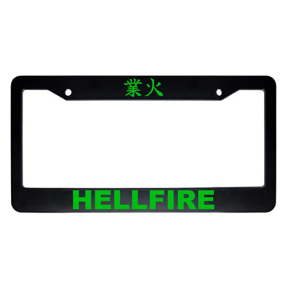 Hellfire ABS Black Plastic Kanji Japanese License Plate Frame - Green Text
