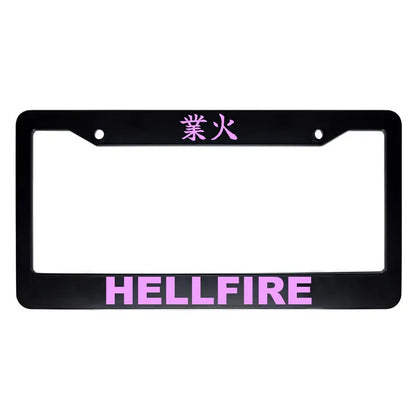Hellfire ABS Black Plastic Kanji Japanese License Plate Frame - Pink Text