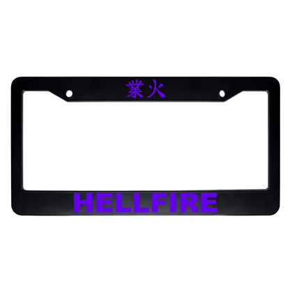 Hellfire ABS Black Plastic Kanji Japanese License Plate Frame - Purple Text