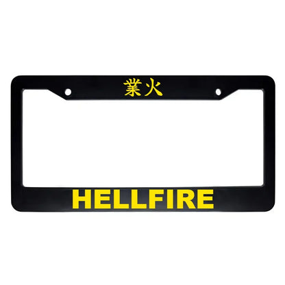 Hellfire ABS Black Plastic Kanji Japanese License Plate Frame - Yellow Text