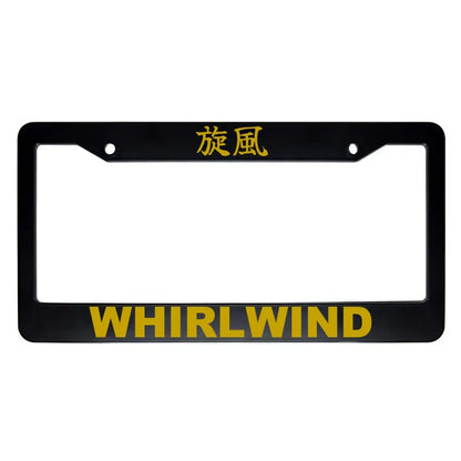 Whirlwind ABS Black Plastic Kanji Japanese License Plate Frame - Gold Text