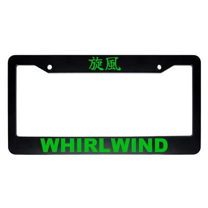 Whirlwind ABS Black Plastic Kanji Japanese License Plate Frame - Green Text