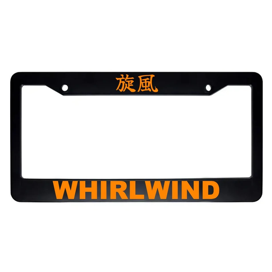 Whirlwind ABS Black Plastic Kanji Japanese License Plate Frame - Orange Text