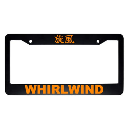 Whirlwind ABS Black Plastic Kanji Japanese License Plate Frame - Orange Text