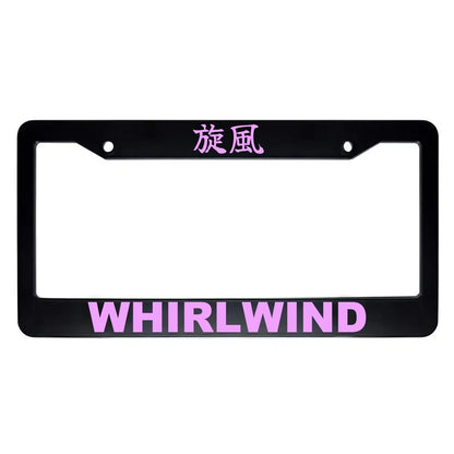 Whirlwind ABS Black Plastic Kanji Japanese License Plate Frame - Pink Text