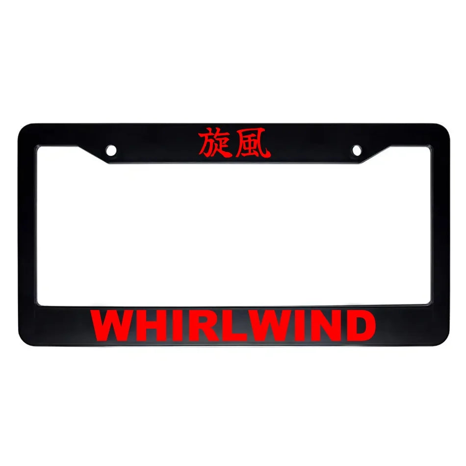 Whirlwind ABS Black Plastic Kanji Japanese License Plate Frame - Red Text