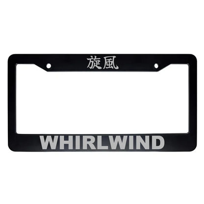 Whirlwind ABS Black Plastic Kanji Japanese License Plate Frame - Silver Text