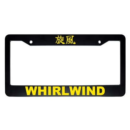 Whirlwind ABS Black Plastic Kanji Japanese License Plate Frame - Yellow Text