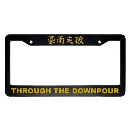 Through the Downpour ABS Black Plastic Kanji Japanese License Plate Frame - Gold Text