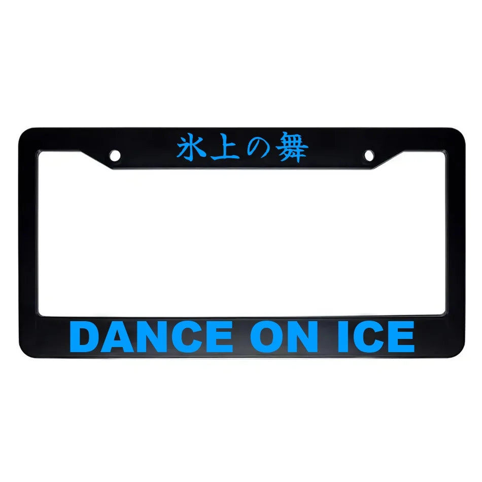 Dance on Ice ABS Black Plastic Kanji Japanese License Plate Frame - Blue Text