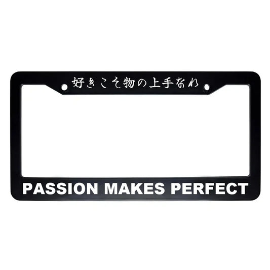 Passion Makes Perfect ABS Black Plastic Kanji Japanese License Plate Frame - White Text