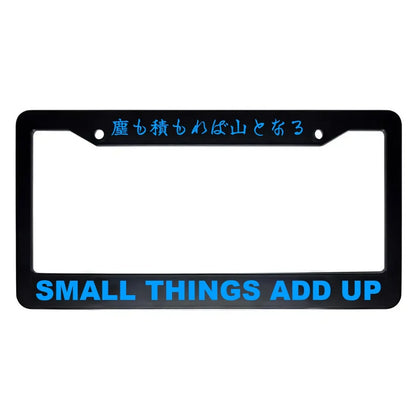 Small Things Add Up ABS Black Plastic Kanji Japanese License Plate Frame - Blue Text
