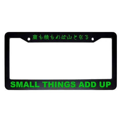 Small Things Add Up ABS Black Plastic Kanji Japanese License Plate Frame - Green Text