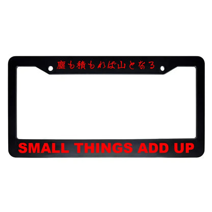 Small Things Add Up ABS Black Plastic Kanji Japanese License Plate Frame - Red Text