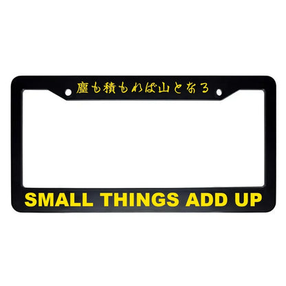 Small Things Add Up ABS Black Plastic Kanji Japanese License Plate Frame - Yellow Text