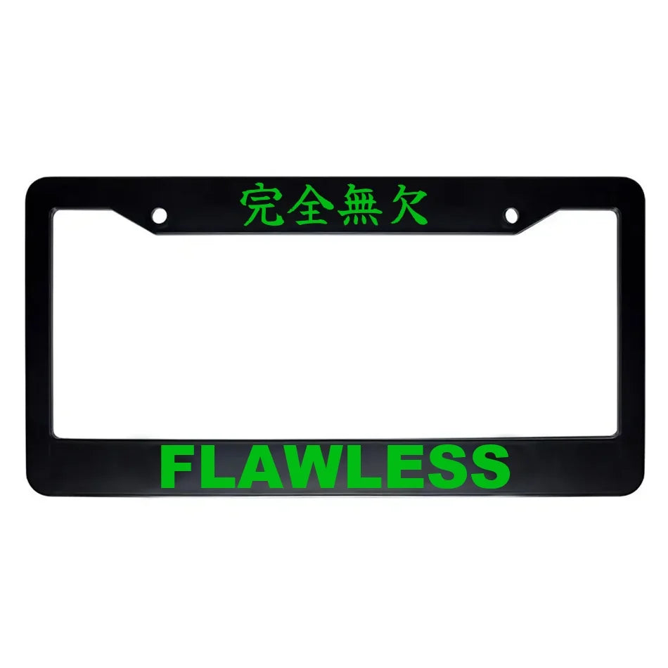 Flawless ABS Black Plastic Kanji Japanese License Plate Frame - Green Text