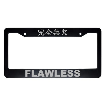 Flawless ABS Black Plastic Kanji Japanese License Plate Frame - Silver Text