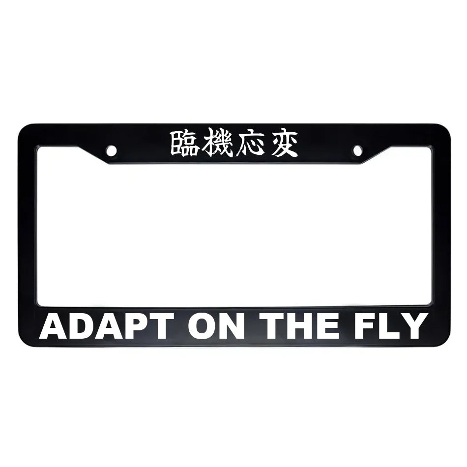 Adapt on the Fly ABS Black Plastic Kanji Japanese License Plate Frame - White Text