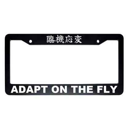 Adapt on the Fly ABS Black Plastic Kanji Japanese License Plate Frame - White Text