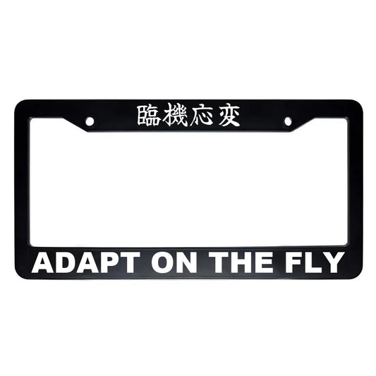 Adapt on the Fly ABS Black Plastic Kanji Japanese License Plate Frame - White Text