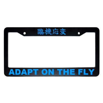 Adapt on the Fly ABS Black Plastic Kanji Japanese License Plate Frame - Blue Text