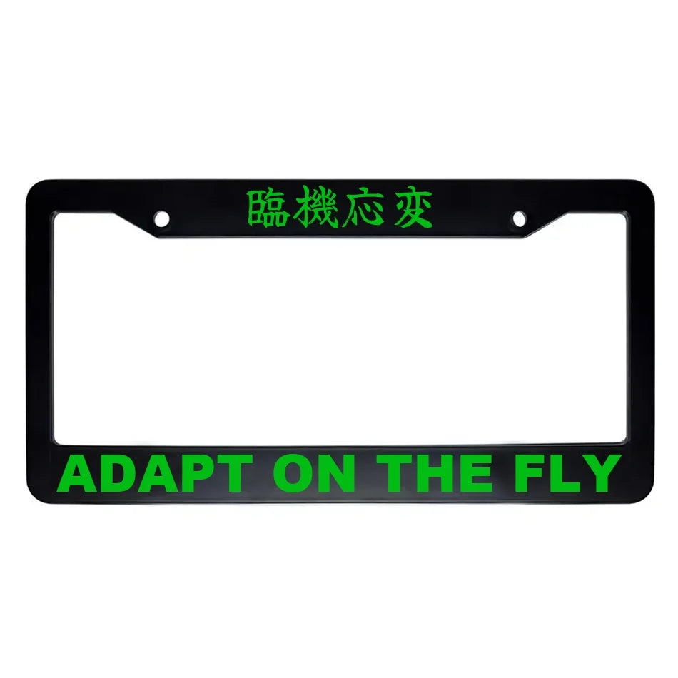Adapt on the Fly ABS Black Plastic Kanji Japanese License Plate Frame - Green Text