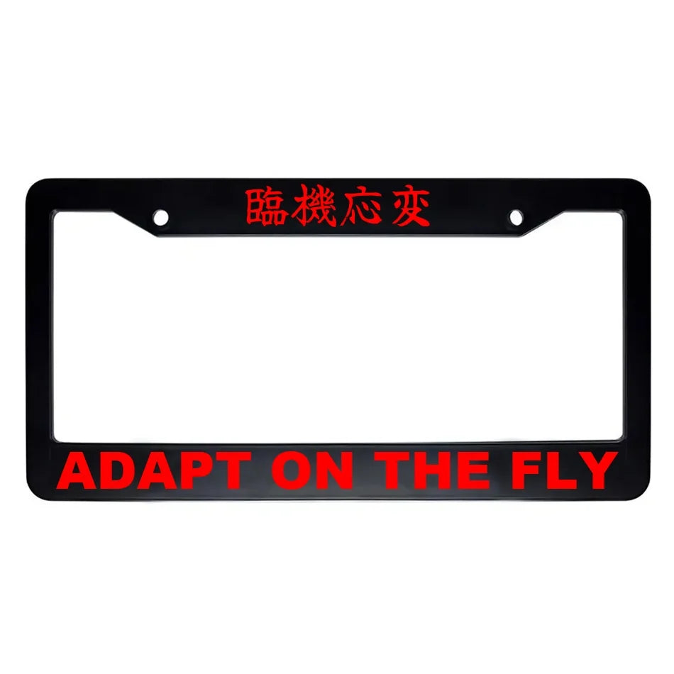 Adapt on the Fly ABS Black Plastic Kanji Japanese License Plate Frame - Red Text