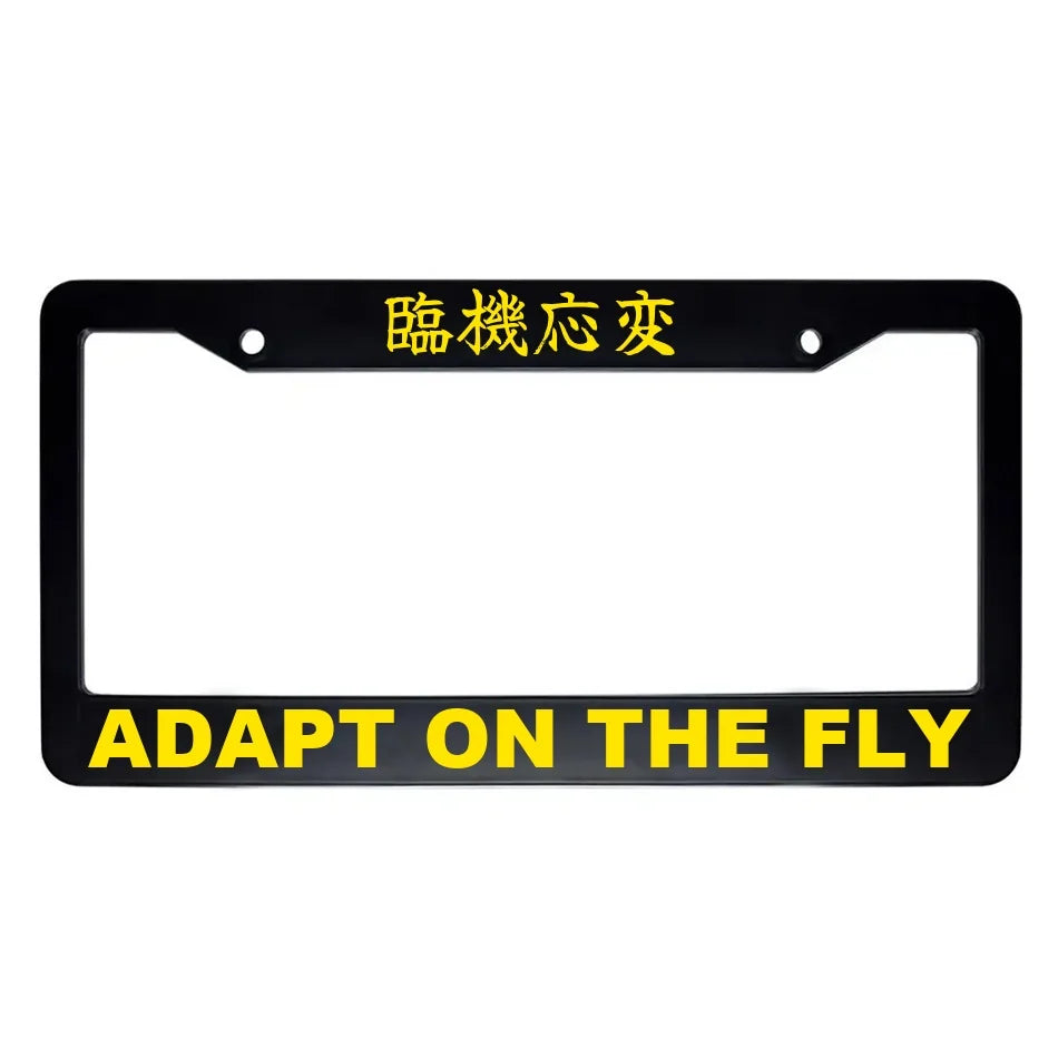 Adapt on the Fly ABS Black Plastic Kanji Japanese License Plate Frame - Yellow Text