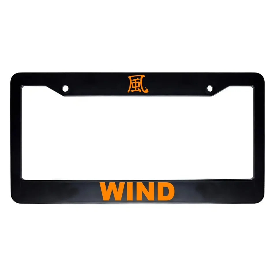 Wind ABS Black Plastic Kanji Japanese License Plate Frame - Orange Text