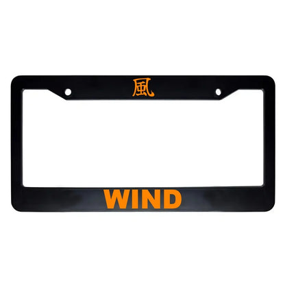 Wind ABS Black Plastic Kanji Japanese License Plate Frame - Orange Text