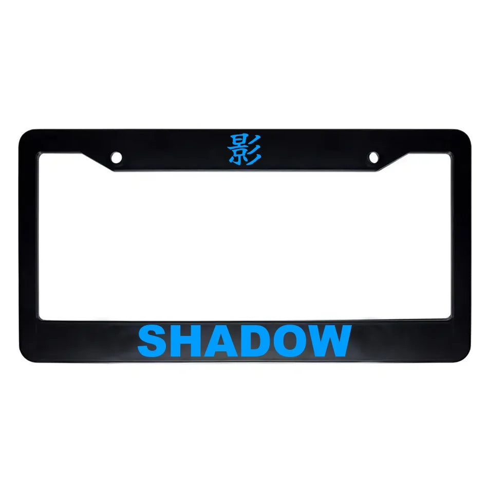 Shadow ABS Black Plastic Kanji Japanese License Plate Frame - Blue Text