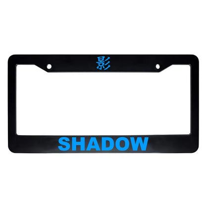 Shadow ABS Black Plastic Kanji Japanese License Plate Frame - Blue Text