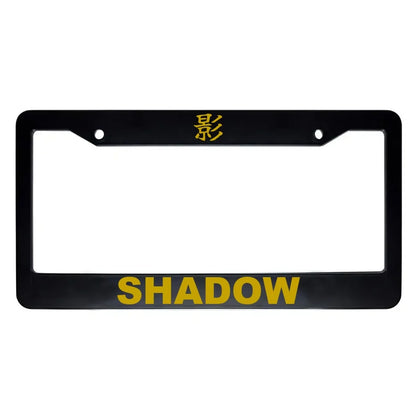 Shadow ABS Black Plastic Kanji Japanese License Plate Frame - Gold Text