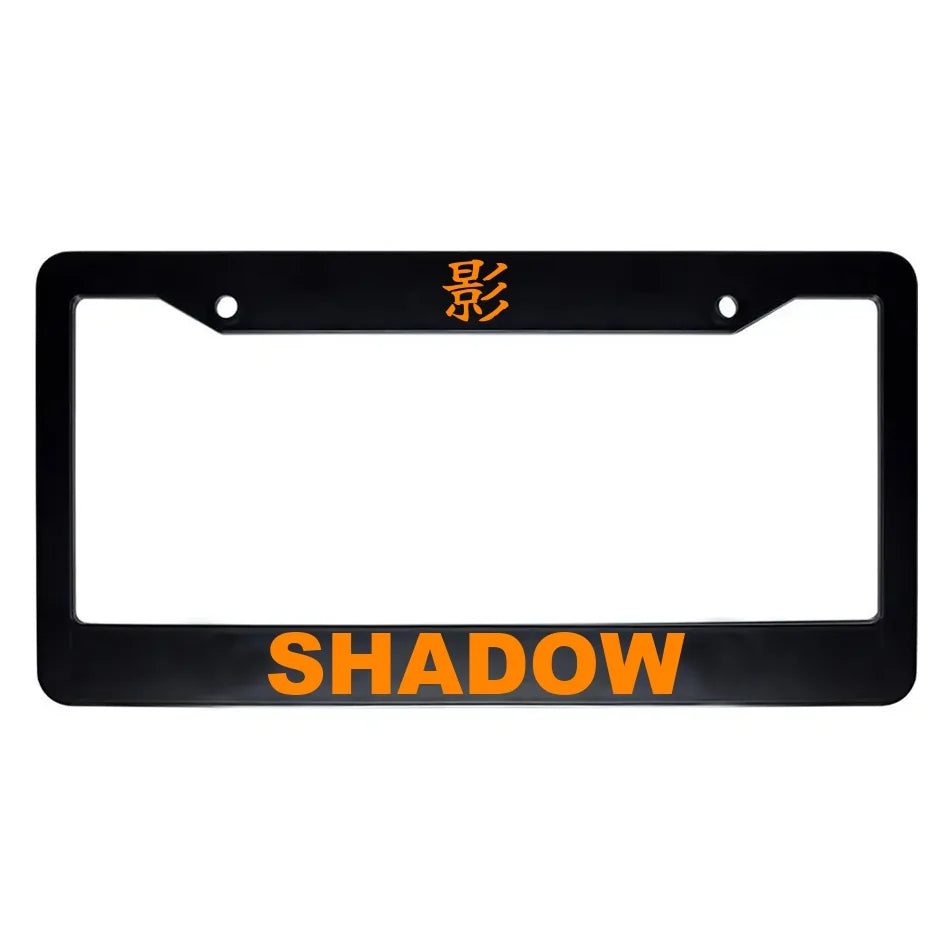 Shadow ABS Black Plastic Kanji Japanese License Plate Frame - Orange Text