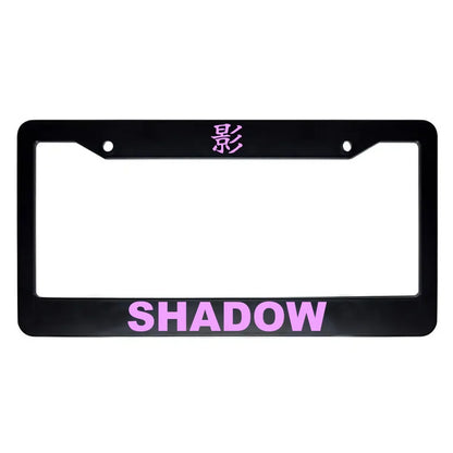 Shadow ABS Black Plastic Kanji Japanese License Plate Frame - Pink Text