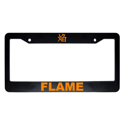 Flame ABS Black Plastic Kanji Japanese License Plate Frame - Orange Text
