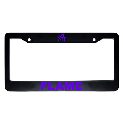 Flame ABS Black Plastic Kanji Japanese License Plate Frame - Purple Text