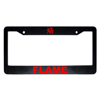 Flame ABS Black Plastic Kanji Japanese License Plate Frame - Red Text