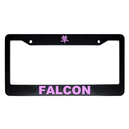 Falcon ABS Black Plastic Kanji Japanese License Plate Frame - Pink Text