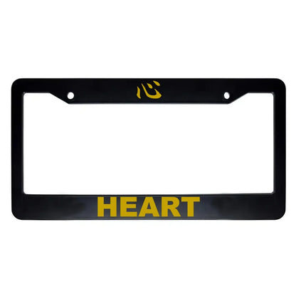 Heart ABS Black Plastic Kanji Japanese License Plate Frame - Gold Text