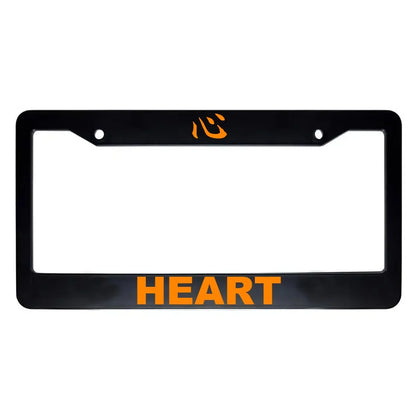 Heart ABS Black Plastic Kanji Japanese License Plate Frame - Orange Text